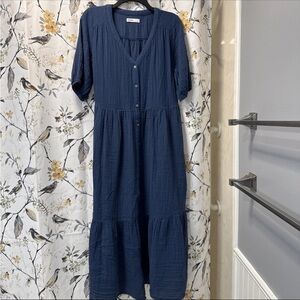 Sonoma Navy Button-Front Maxi Dress